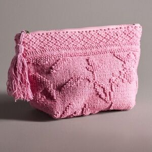 NEW Anthropologie Shiraleah Clara zip tassel pouch in blush pink.